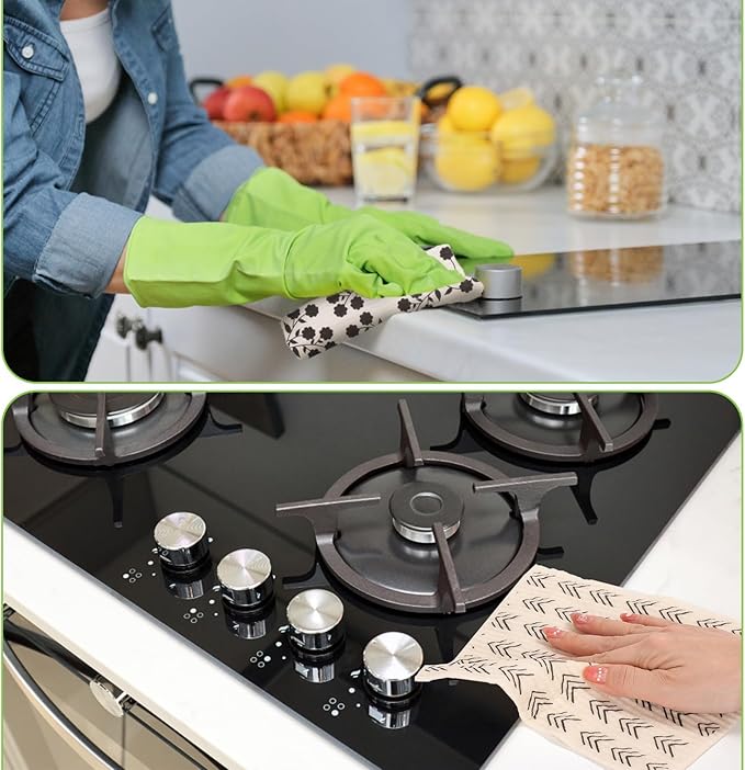 Lucomb 10 Pack Swedish Dishcloths with Hook, Eco-Friendly Reusable Paper Towels Washable Cellulose Sponge Swedish Dish Cloths for Kitchen Counter Cleaning