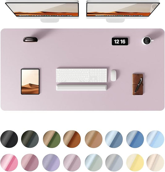 YSAGi Leather Desk Pad Protector, Office Desk Mat, Large Mouse Pad, Non-Slip PU Leather Desk Blotter, Laptop Desk Pad, Waterproof Desk Writing Pad for Office and Home(Grayish Lavender, 47.2" x 23.6")