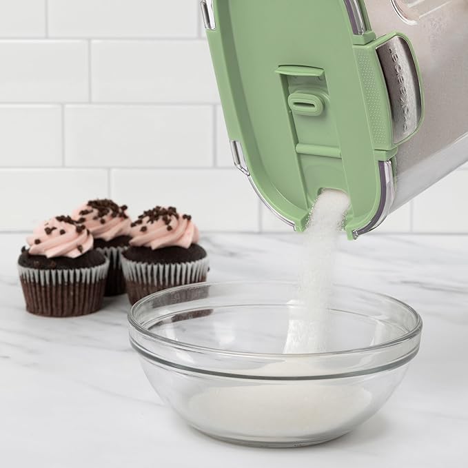 ProKeeper+ Airtight Food Storage Container Set – Clear Plastic Flour and Sugar Canister Set with Magnetic Accessories for Kitchen Organization (Pistachio, 9-Piece)