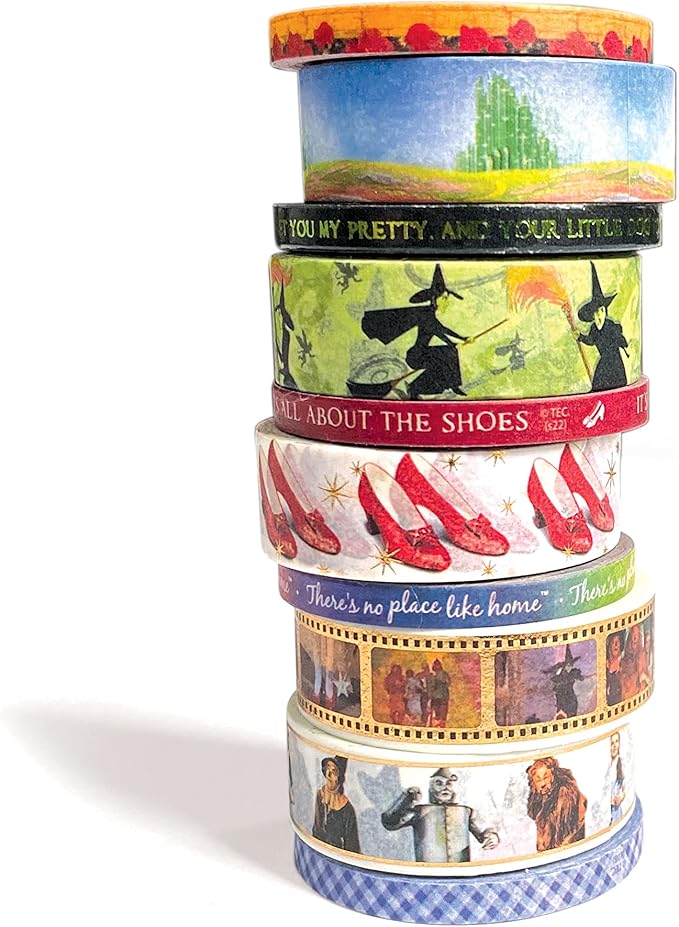 Paper House Productions Wizard of Oz Foil Accent 10 Piece Washi Tape Pack with 5 15mm Rolls and 5 5mm Rolls