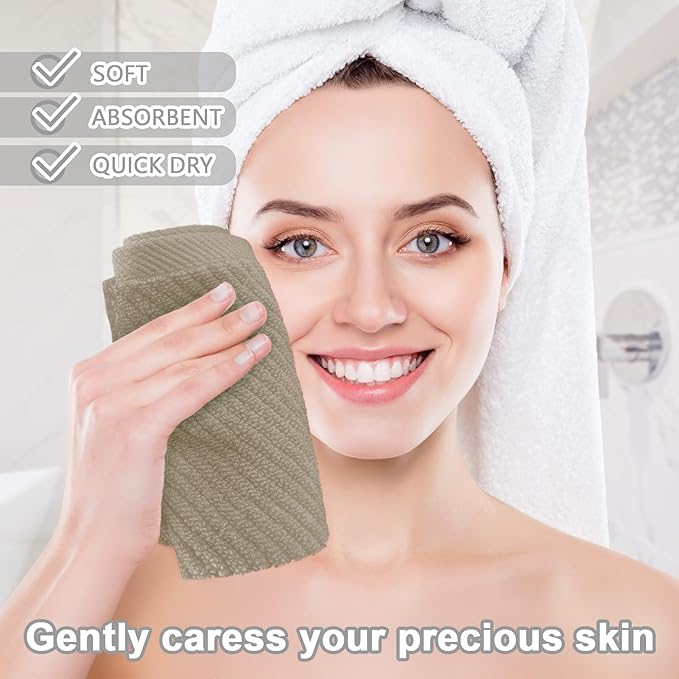 VOOVA & MOVAS Beige Face Cloths, (6PC, 13"x13") - 100% Cotton | Lightweight | Thick | Quick Dry | Soft | Absorbent, Wash Cloths for Showering & Bathroom, Bathroom Essentials, Dark Tan
