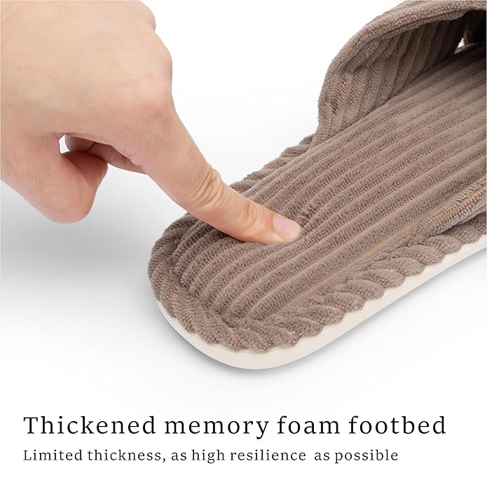Chantomoo Slippers for Women Memory Foam House Womens Slipper Slides Home Bedroom Bathroom Spa Open Toe Corduroy Bow Slippers Cozy Comfortable