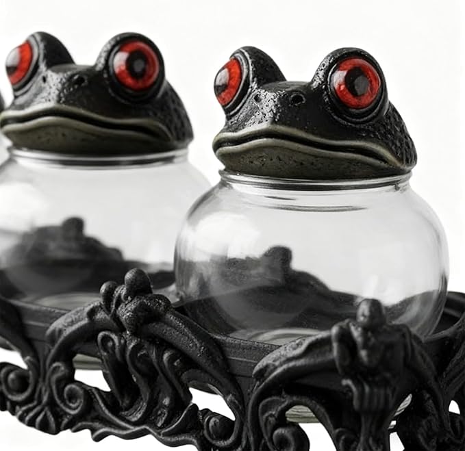 Glass Seasoning Jars with Lids,Gothic Apothecary Sugar Canister - Glass Candy Jar with Lid - for Kitchen Pantry Cabinet Counter Food Home House Camping