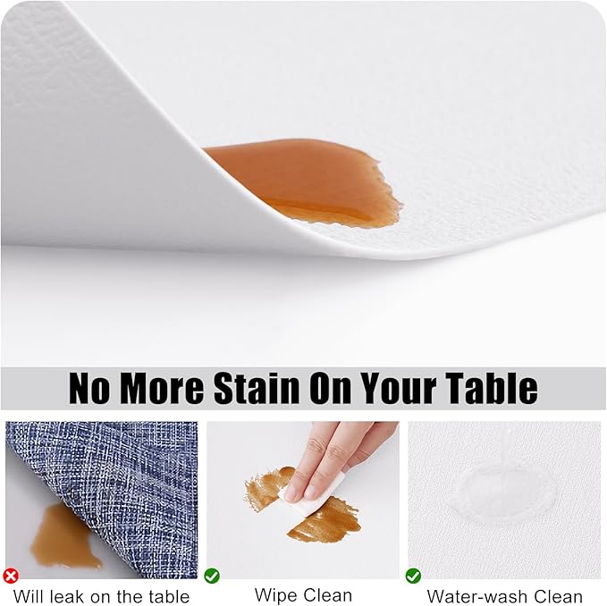Homaxy Faux Leather Heat Resistant Placemats for Dining Table Set of 4, Waterproof Wipeable Washable PU Table Mats, Easy to Clean Anti-Slip Place Mats, 11.8" x 17", White
