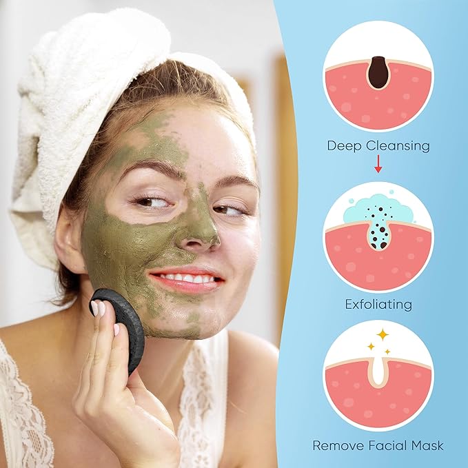 GAINWELL 50-Count Black Compressed Facial Sponges for Daily Facial Cleansing and Exfoliating, 100％ Natural Cosmetic Spa Sponges for Makeup Remover, Reusable