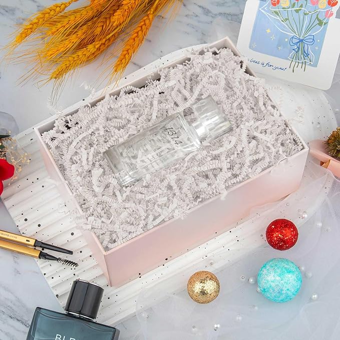 8.5oz Crinkle Paper Filler, Gift Baskets Gift Boxes Crafts Shredded Cut Paper Packaging Decorative Stuffing & Cushioning Confetti for Easter Birthday Wedding Party Favor White