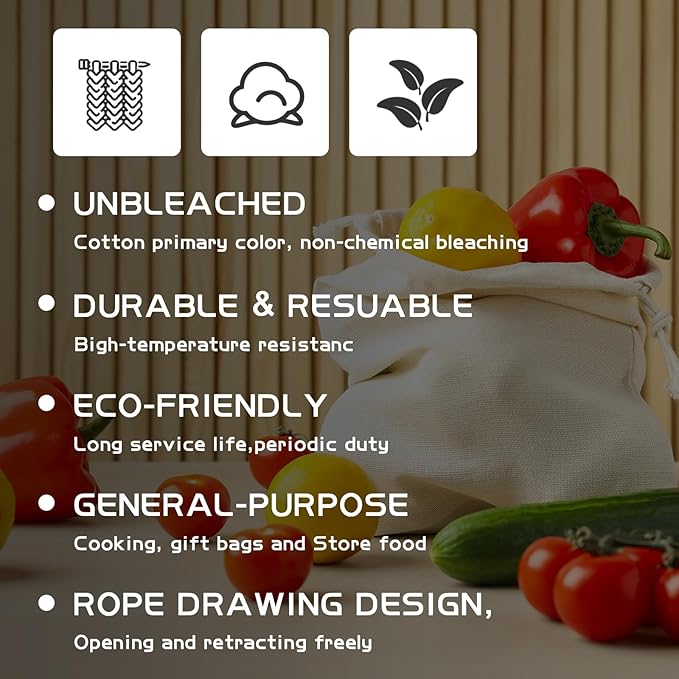 Pangda 100 Pieces Drawstring Cotton Bags Muslin Bags for Storage, Teas, Spices, Soaps, Candy, Jewellery, Wedding Party Favors and DIY Craft Home Decor (10 x 12 Inches)