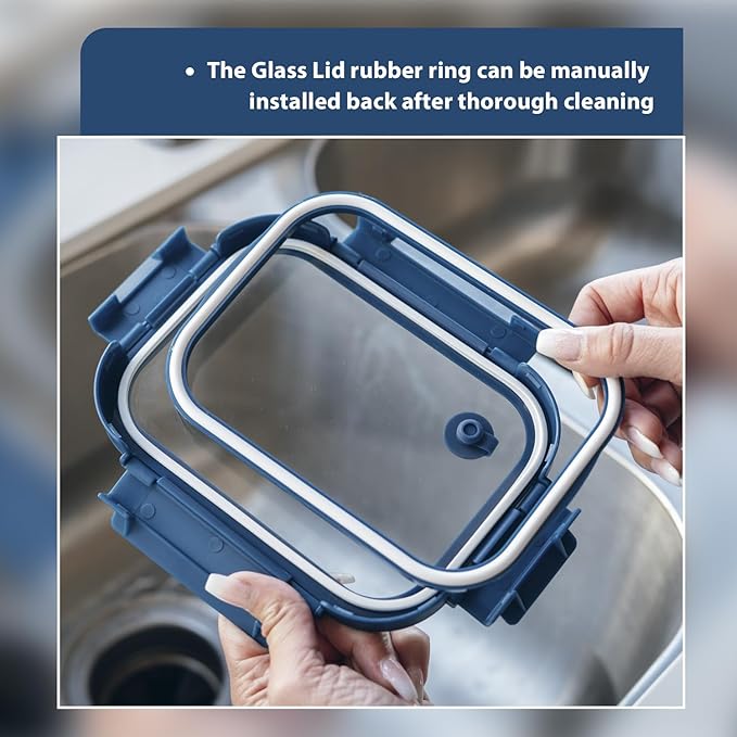 Glass Food Storage Containers With Glass Lids Bento Box Set Lunch Box Eco Friendly Meal Prep Containers Airtight – Plastic Free, Silicon Sleeve Bpa Free 4.4cup/ 5 * 1050ml