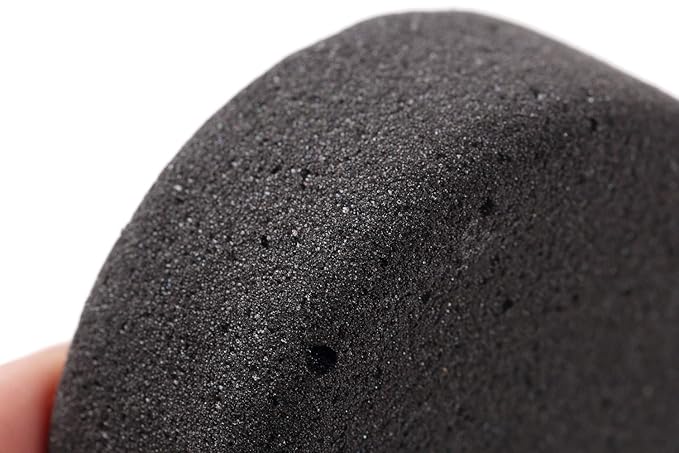 Pumice Stone for Feet, Body, Hands [Made in Japan] Silk or Charcoal Plus Hyaluronic Acid Essence Blended for Extra Fine Smooth Finish, Soft Foot Pumice Scrubber (Charcoal Essence)