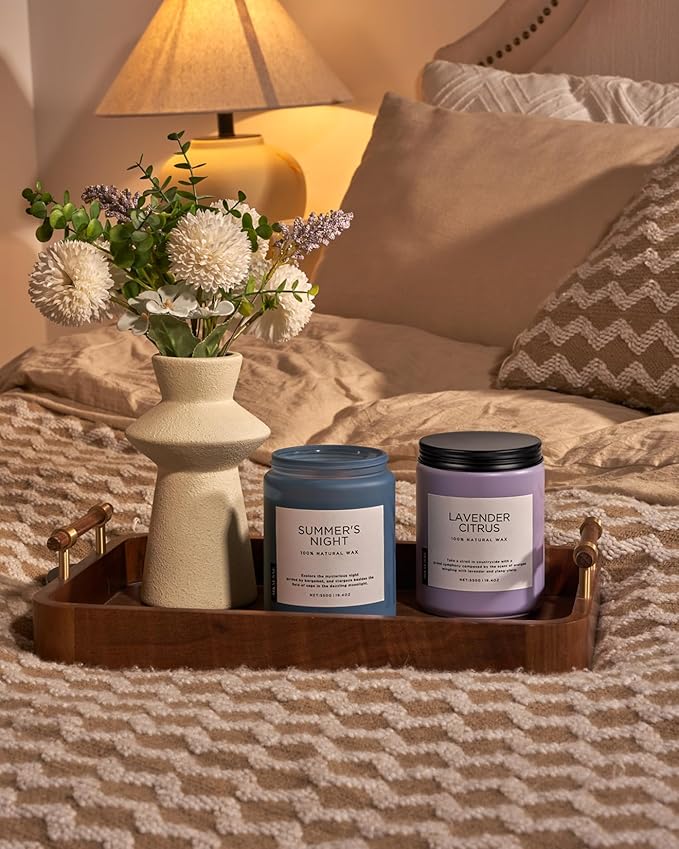 M&SENSE Summer's Night Soy Candle, Large 2 Wick, 19.4oz Up to 110 Hours Burn Time, Natural Scented for Home, Manly Candle in Glass Jar for Bedroom