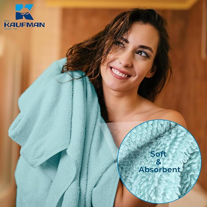 Kaufman - Personalized Terry Beach and Pool Towel 100% Cotton 30in X 54in Solid Color Bath Towel Embroidered (Aqua)