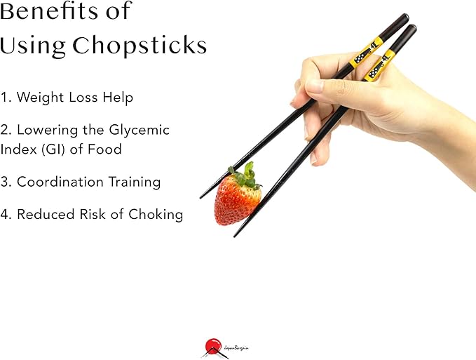 JapanBargain 4510, 2 Pack Bamboo Reusable Chopsticks, Japanese Chinese Korean Wood Chop Sticks, 5 Pair Gift Boxed Set, Cute Black Cat Pattern Hair Sticks, Dishwasher Safe, 9 inch