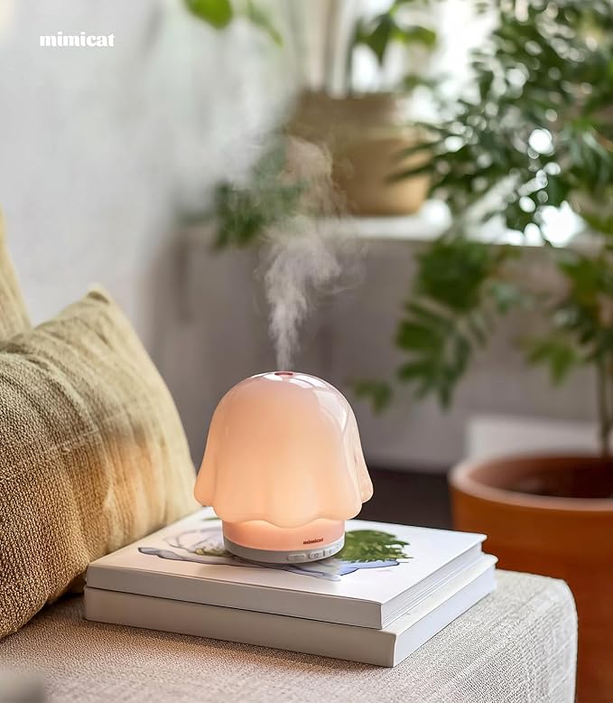 Essential Oil Diffuser for Home Glass: mimicat Timer 120ml Ultrasonic Cool Mist Aromatherapy Diffusers for Bedroom Office with Soft Night Light Pink