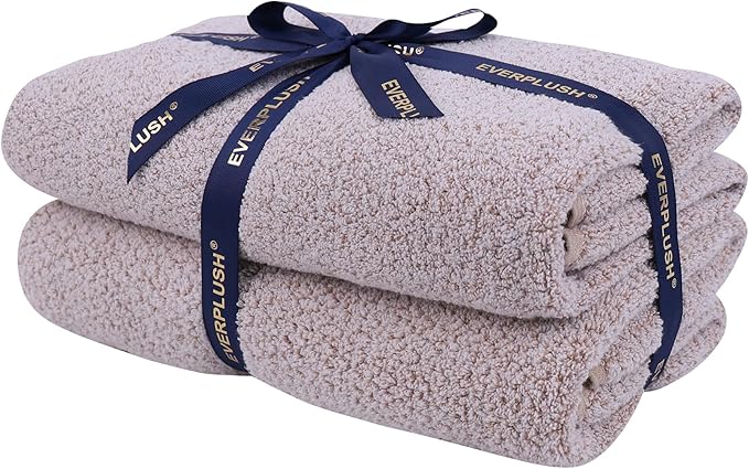 Everplush Diamond Collection Extra Large Bath Towel Sheet – 2 PK, Super Soft & Highly Absorbent, Quick-Drying, Oversized & Thick. Perfect for Bathroom, Pool, Swimming Use (Brown, 35" x 66" 2PK)