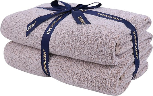 Everplush Diamond Collection Oversized Bath Towel – 2 Pieces, Super Soft & Highly Absorbent, Quick-Drying & Extra Large. Perfect for Bathroom, Pool, Swimming Use.(Brown, 30" x 56" 2PK)