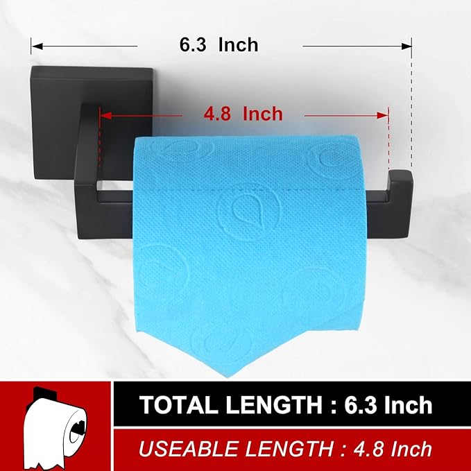 KOKOSIRI Black Toilet Paper Holders Bathroom Toilet Paper Roll Holder SUS304 Stainless Steel Contemporary Wall Mounted, Matte Black, B2003BK