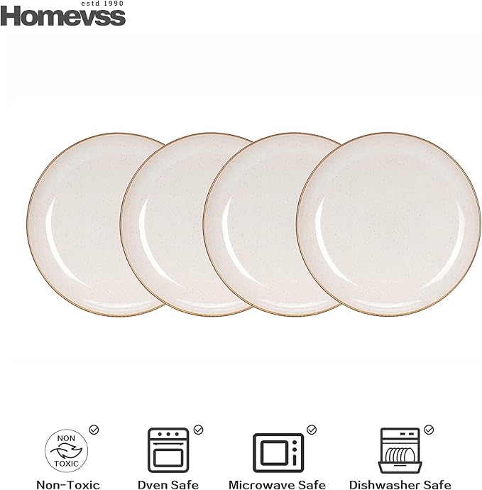 HomeVSS 20-Piece Dinnerware Set - Serves 4, Bright Glaze Peach plates and bowls sets with Speckle Effect for Microwave & Dishwasher Safe