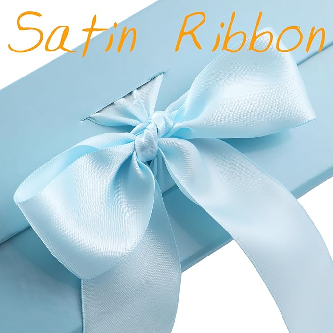 GREEN BEAN 3 Extra Large Gift Box with Lid for Present 16.3x14.2x5 Inches, Baby Blue Magnetic Gift Box with Ribbon for Clothes and Large Gifts (Glossy Baby Blue)