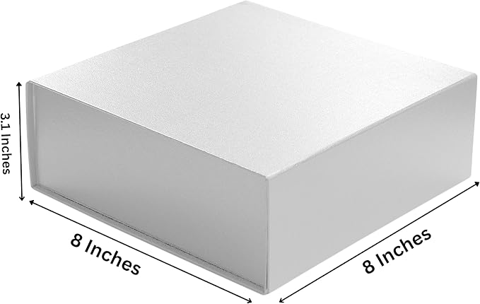 CECOBOX - Gift Boxes with Lids for Presents 8"x8"x3.1" - Matte, Collapsible Magnetic Closure Gift Box - Groomsmen & Bridesmaid Proposal Boxes, Wedding, PR, Birthdays, Holidays (White Leatherette)