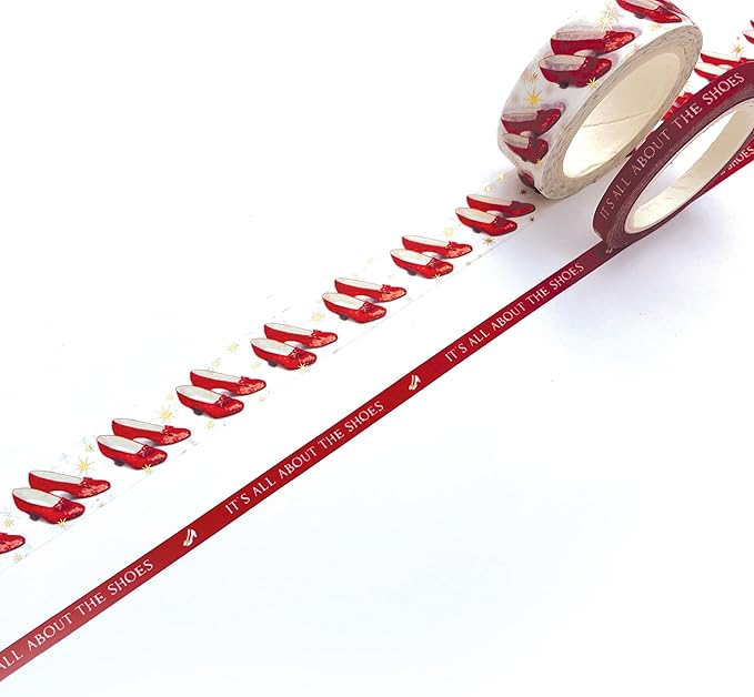 Paper House Productions The Wizard of Oz Set of 2 Foil Accent Washi Tape Rolls for Scrapbooking and Crafts - Ruby Slippers