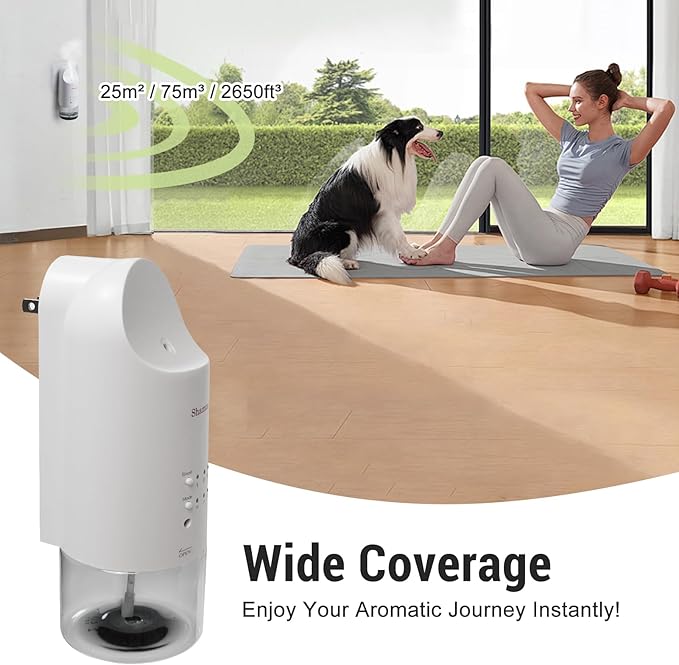 2025 Plug-in Essential Oil Diffuser – Waterless Scent Diffuser, Smart Wall Diffuser for Home, Office, & Spa, Covers Up to 500 Sq. Ft., 160ML Capacity, Portable Aromatherapy Aroma Diffuser, White