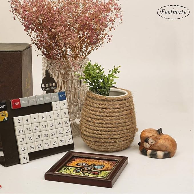 4mm Jute Rope 164Feet Burlap Twine Natural Thick Strong Hemp Cord for Arts Crafts DIY Decoration Gift Wrapping.