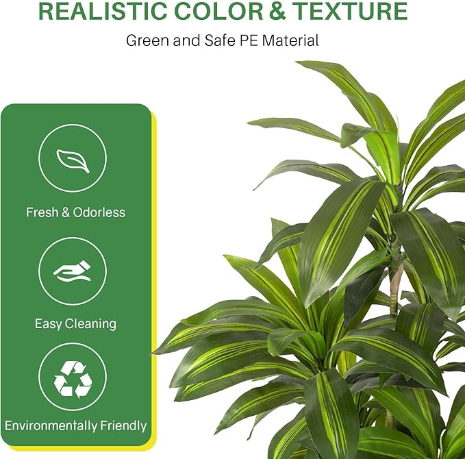 Artificial Dracaena Tree Indoor 6 FT Tall Fake Tree Artificial Tree Fake Yucca Potted Tree for Home Office Living Room Decor，Tall Artificial Plant for Housewarming