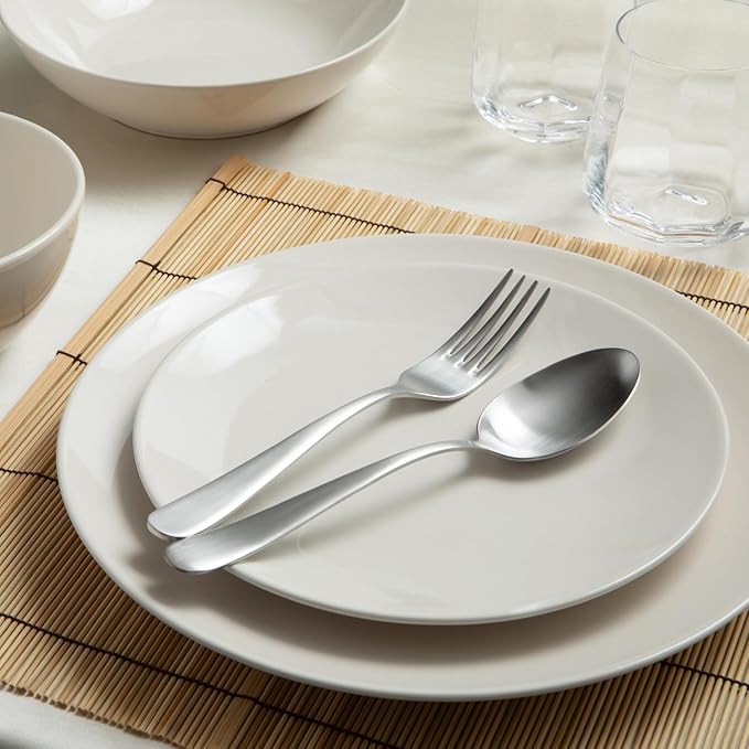 Larder & Vine Ceramic Stoneware Dinnerware 16-Piece Set, 4 Place Settings (White)