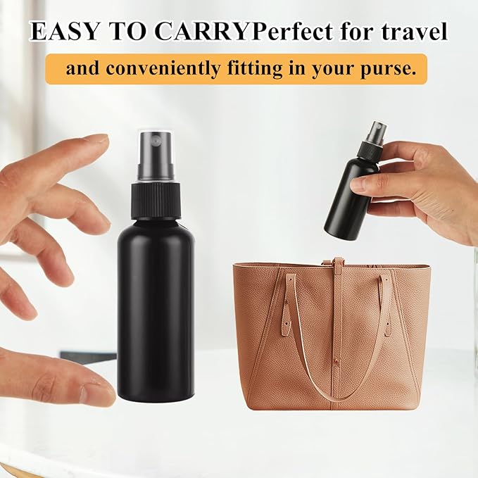 60 Pack Small Spray Bottle 2 oz Black Spray Bottle with Small Fine Mist Spray and Plastic Cap, Refillable for Essential Oils, Bath, Beauty, Hair & Cleaning