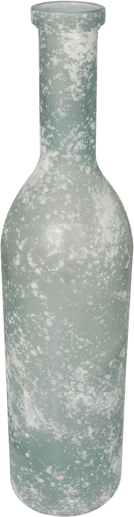 Deco 79 Recycled Glass Handmade Decorative Vase Frosted Spanish Bottle Centerpiece Vase, Flower Vase for Home Decoration 7" x 7" x 29", Clear