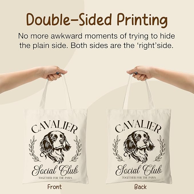 Dog Social Club Canvas Tote Bag, Travel & Daily Use, 16x14 Inch
