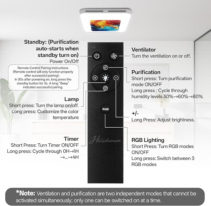 Bathroom Exhaust Fan with Light Humidity Sensor, Bathroom Fan with Humidity Sensor, 230 CFM 1.0 Sone Exhaust Fan, Venlitation Fan with 3CCT LED Light 7 LED Color, Remote Control Easy Install