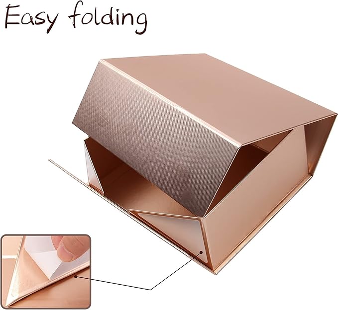 Rsgift Rose Gold Magnetic Empty Gift Box,7.8x7x3.1 Inches Gift Boxes with Lids,Groomsmen Bridesmaids Gifts,Engagements,Bridal Showers,Valentine's Day,Thanksgiving Day,Christmas Gift Boxes