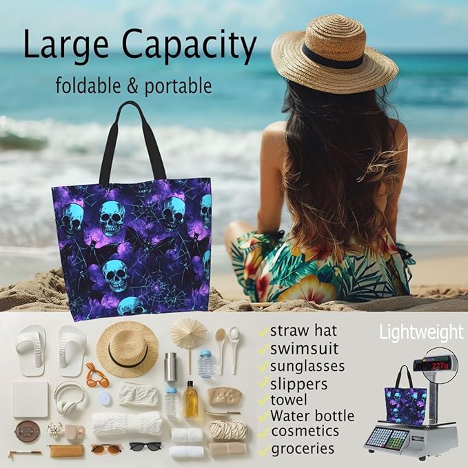 Tote Bag Shoulder Bags for Women Grocery Shopping Bag Reusable Bags Boho-Red Paisley 1