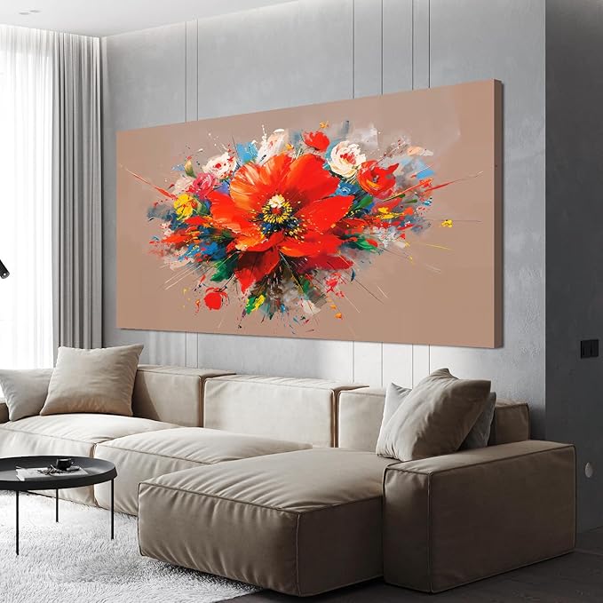 Canvas Wall Art Decor Modern Large Wall Art for Living Room Canvas Art Wall Decorations Colorful Botanical Wall Art Prints Flowers Artwork for Walls Bederoom Office Home Decor Aesthetic 24" X 48"