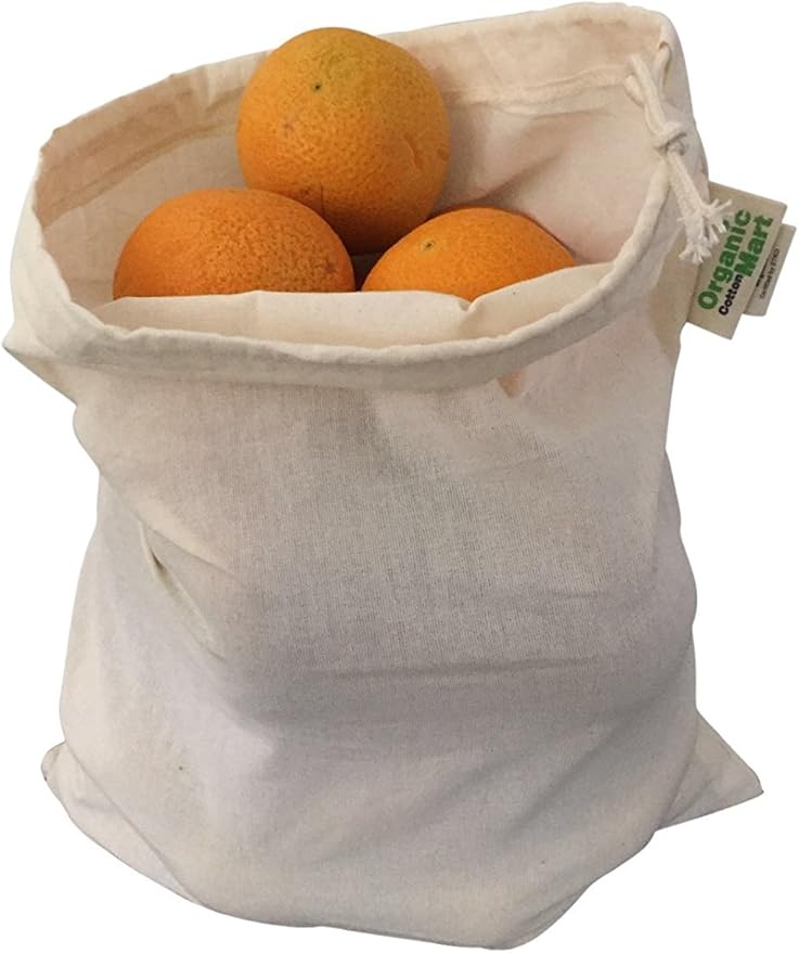 Reusable Cloth Produce Bags - Organic Cotton Cloth Vegetable Bags - Reusable Bulk Sacks for Grocery and Produce - Flour Sack Cotton Muslin Vegetable Storage Sacks (2 XL, 2 L, 2 M, 2 S)