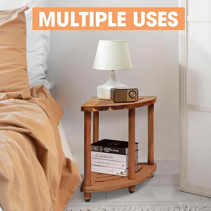 ENKEZI Shower Foot Rest 12 in - Shower Stool for Shaving Legs, Small Corner Bathroom Bench Suitable for Small Shower Spaces - Bath Seat, Spa Foot Rest Shaving Stool (2 Tier Corner)