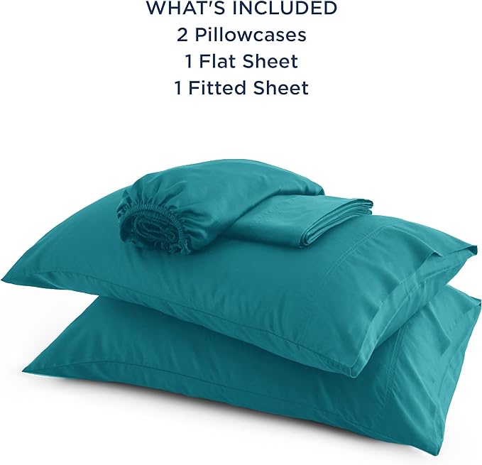 Bedsure Full Size Bed Sheets, Cooling Sheets, Rayon Derived from Bamboo, Breathable & Soft, Deep Pocket Up to 16 Inches, Hotel Luxury Silky Bedding for Hot Sleepers, Turquoise