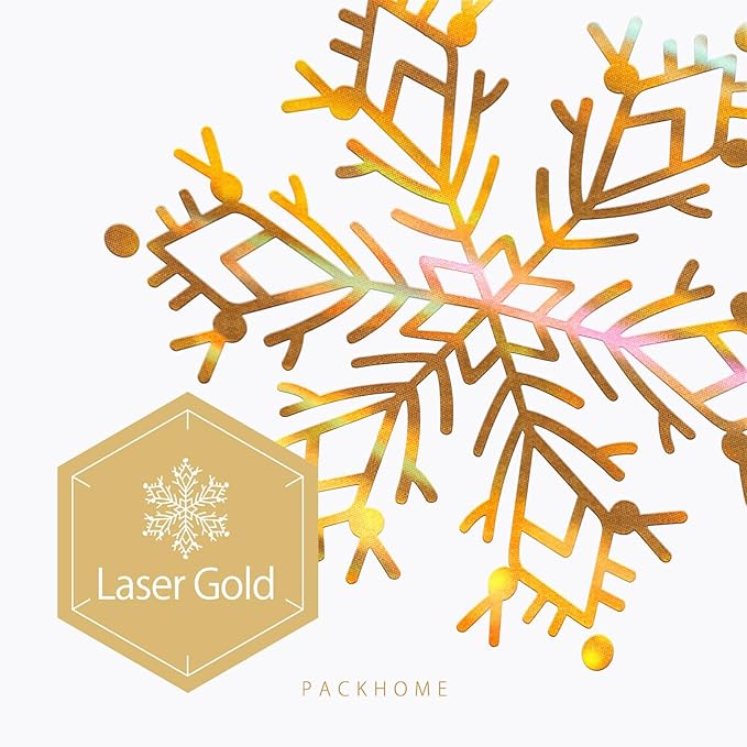 PACKHOME Christmas Gift Box 13x9.7x3.4 Inches, Large Gift Box with Lid, Sturdy Shirt Box with Magnetic Lid for Wrapping Gifts (Gold Snowflake Pattern)