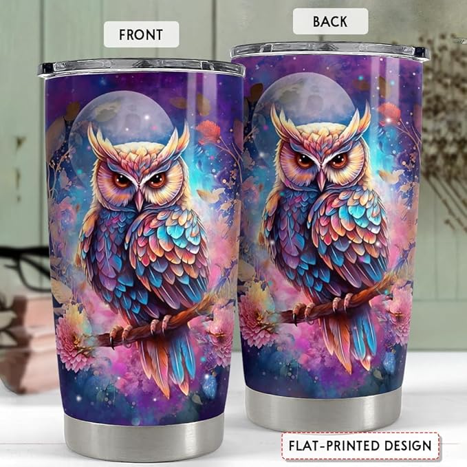 SANDJEST Owl Tumbler 20oz Stainless Steel Insulated Tumblers Coffee Travel Mug Cup Owls Gifts for Women Girls Gift for Birthday Christmas