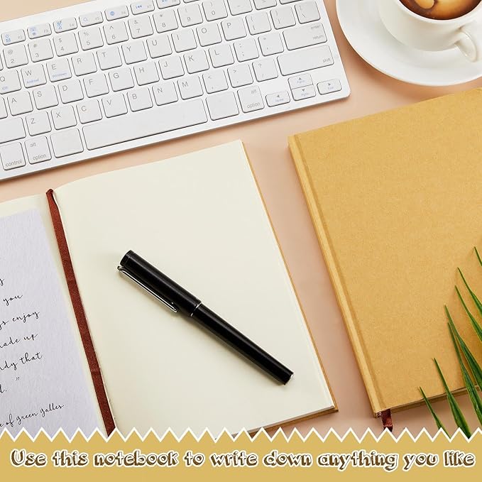 Henoyso 12 Pcs A5 Blank Notebooks Journals Bulk 100 Sheets/200 Pages Unlined Craft Notebooks Kraft Sketchbooks Hardcover for Writing Drawing for Gifts Students School Office, 8.3 x 5.7 in (Brown)