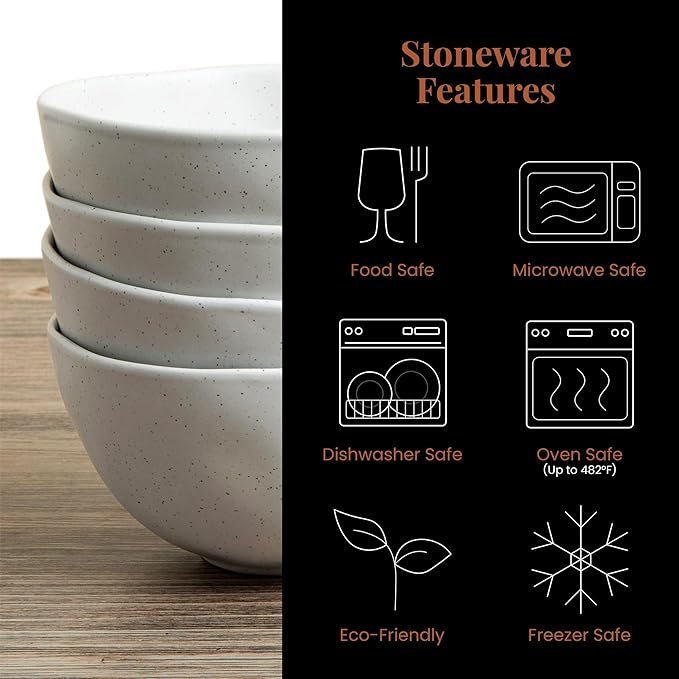 Trasa Home by Larder & Vine, Eco-Friendly High Fired Artisan Stoneware, Organic & Modern Dinnerware, 16 piece set, 4 place settings (Millstone)