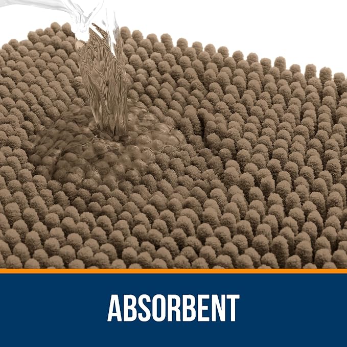 OLANLY Bathroom Rugs 24x16, Extra Soft Absorbent Chenille Bath Rugs, Rubber Backing Quick Dry, Machine Washable Bath Mats for Bathroom Floor, Tub and Shower, Home Decor Accessories, Tan