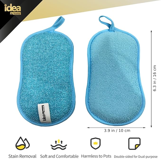 Idea Home Cleanser and Polish Powder 21 oz Multipurpose Cleaner, Rust Stain Remover Microfiber Cleaning Cloth 15x15in + Multi-Purpose Non-Scratch Microfiber Sponge