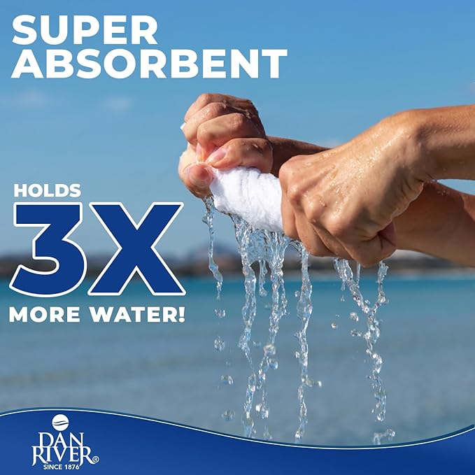 DAN RIVER 8 PC Luxury Bath Towels for Bathroom, 2 Bath, 2 Hand, and 4 Wash Cloths, 600 GSM 100% Ring Spun Cotton Towel Set, Highly Absorbent, Gym, Hotel, and Spa, White