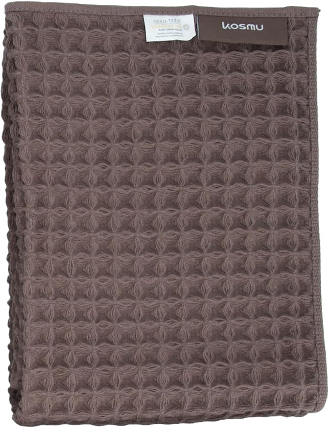 Luxury Japanese Cotton Waffle Bath Towel | Plush, Absorbent, and Quick Dry (Dark Cocoa, Hand Towel, 32" x 16")