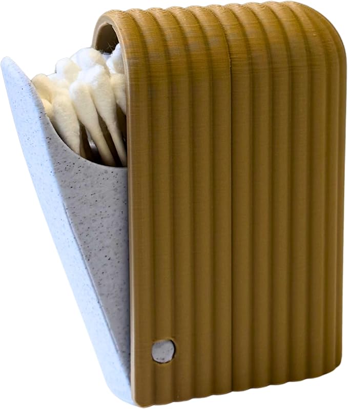 Push-Open Cotton Swab Holder & Dispenser – Modern Cotton Swab Organizer with Dustproof Lid | Bathroom & Vanity Storage Container | Easy One-Hand Access | Sleek Minimalist Design