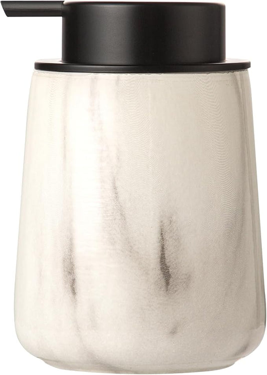 Enra Ceramic Soap Dispenser,12 oz Marble Lotion Dispenser Bathroom Liquid Refillable Hand Soap Dispenser for Bathroom Kitchen with Easy-to-Press Pump(Marble Liquid Type)
