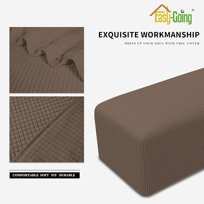 Easy-Going Stretch Ottoman Cover Folding Storage Stool Furniture Protector Soft Rectangle slipcover with Elastic Bottom (Ottoman X-Large,Brown)