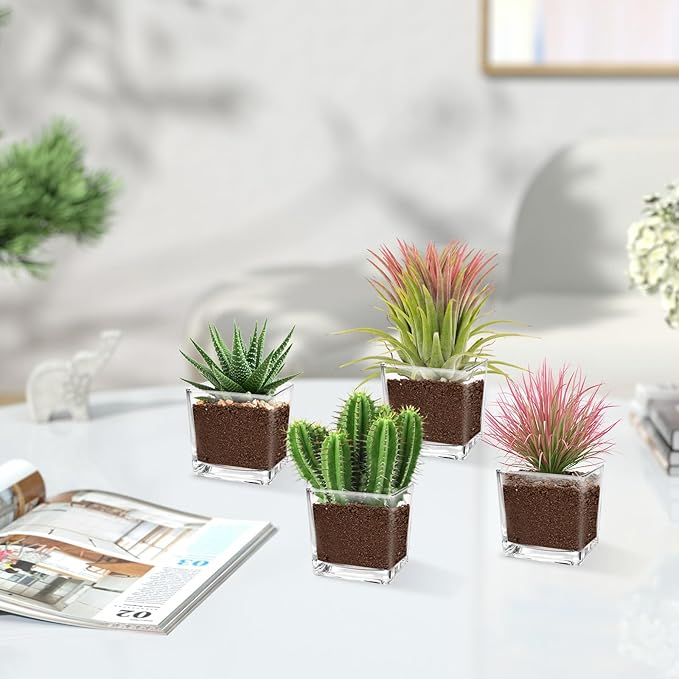 6 Pack 3 x 3 x 3 Inch Square Glass Vases, Clear Square Vases for Centerpiece, Cube Flower Vase for Candle Holder Events Wedding Party Home Decoration